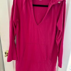 Bright pink lands and beach coverup sz large